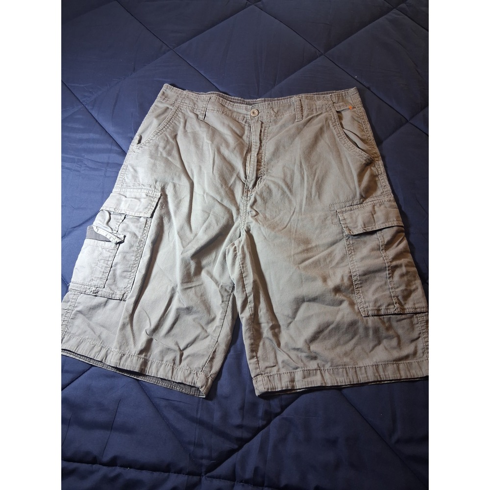 Beverly Hills Polo Club Mens Gray Micro Corduroy Cargo Shorts Size 36 Utility